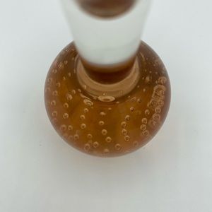 Vintage Blown Glass Bud Vase Controlled Bubble Base Gold Yellow